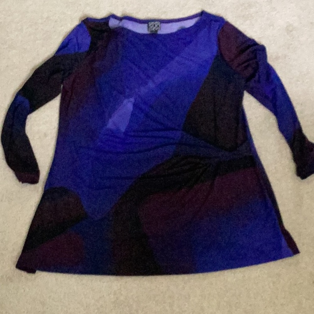 Clara Sun Woo Blue and Purple Graphic Long Sleeve Tunic